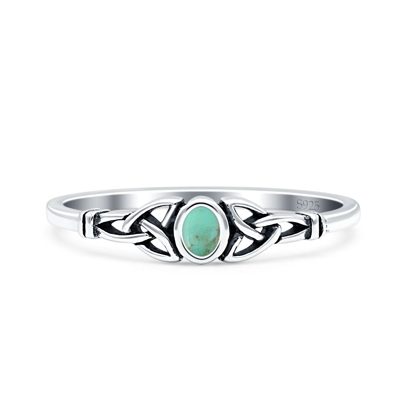 Weave Trinity Celtic Oval Thumb Ring Statement Fashion Oxidized Lab Created Opal 925 Sterling Silver