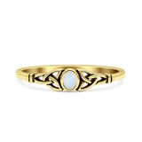 Weave Trinity Celtic Oval Thumb Ring Statement Fashion Oxidized Lab Created Opal 925 Sterling Silver