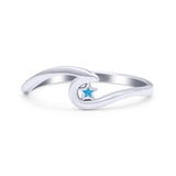 Wave & Star Wedding Engagement Ring Lab Created Opal 925 Sterling Silver