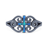 Cross Wedding Engagement Ring Lab Created Opal 925 Sterling Silver