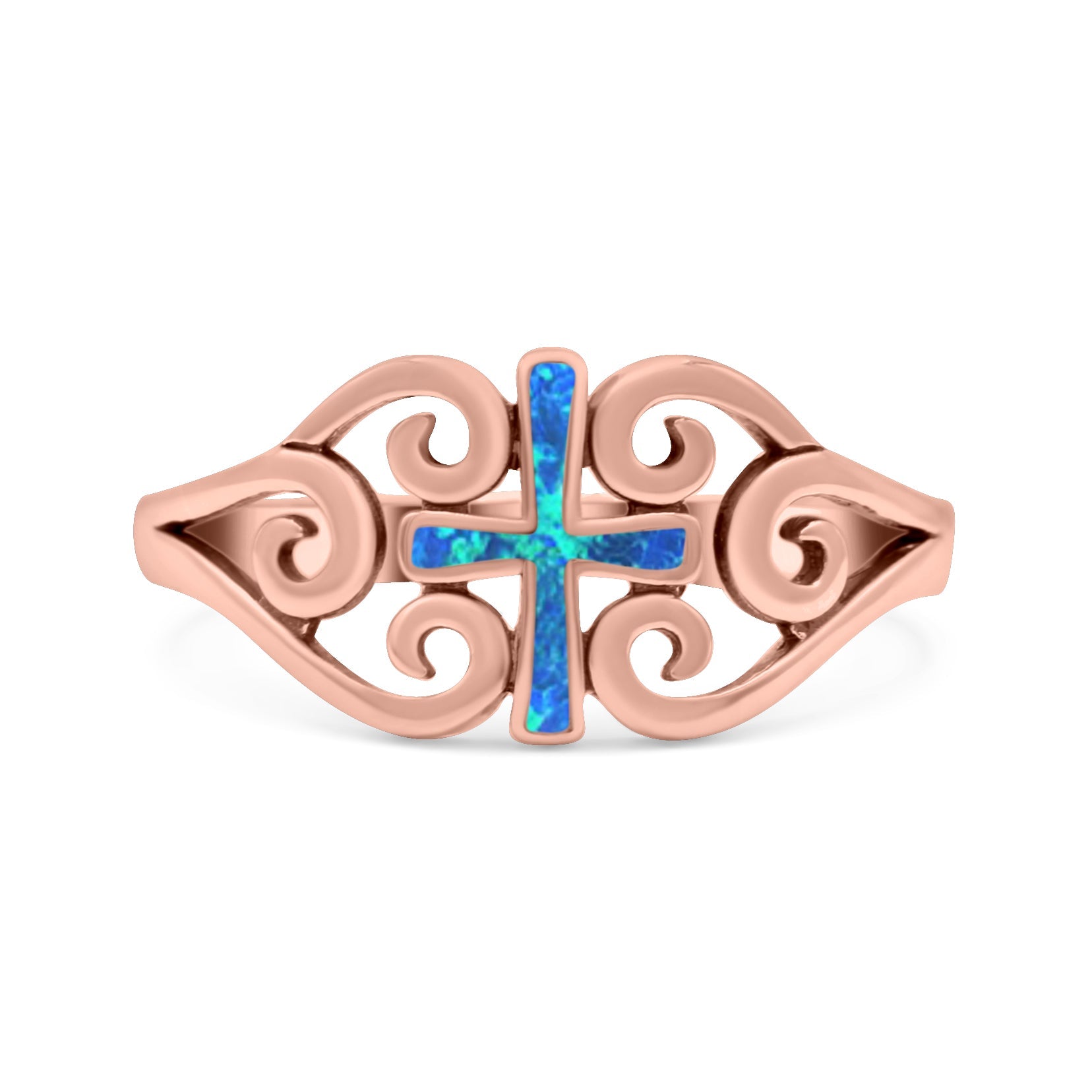 Cross Wedding Engagement Ring Lab Created Opal 925 Sterling Silver