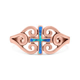 Cross Wedding Engagement Ring Lab Created Opal 925 Sterling Silver