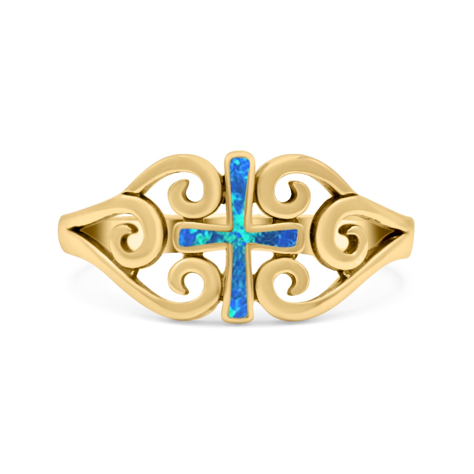 Cross Wedding Engagement Ring Lab Created Opal 925 Sterling Silver