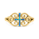 Cross Wedding Engagement Ring Lab Created Opal 925 Sterling Silver
