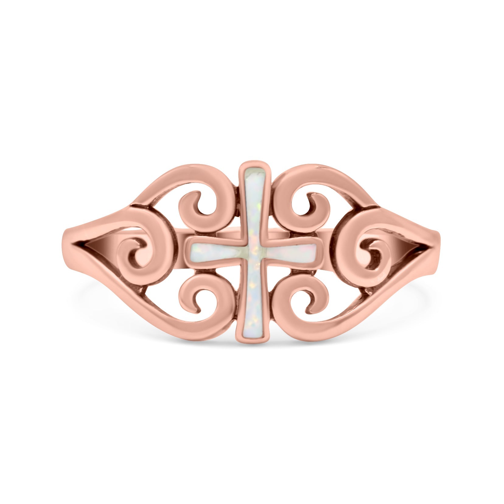 Cross Wedding Engagement Ring Lab Created Opal 925 Sterling Silver