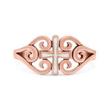 Cross Wedding Engagement Ring Lab Created Opal 925 Sterling Silver