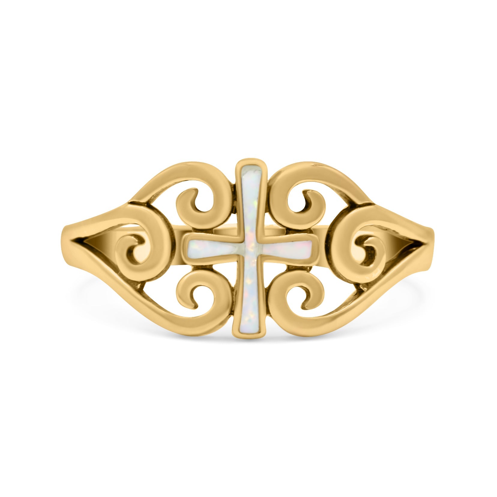 Cross Wedding Engagement Ring Lab Created Opal 925 Sterling Silver