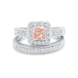 Two Piece Vintage Style Wedding Ring 925 Sterling Silver Simulated Cubic Zirconia