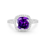 Art Deco Cushion Cut Engagement Ring Simulated Cubic Zirconia 925 Sterling Silver
