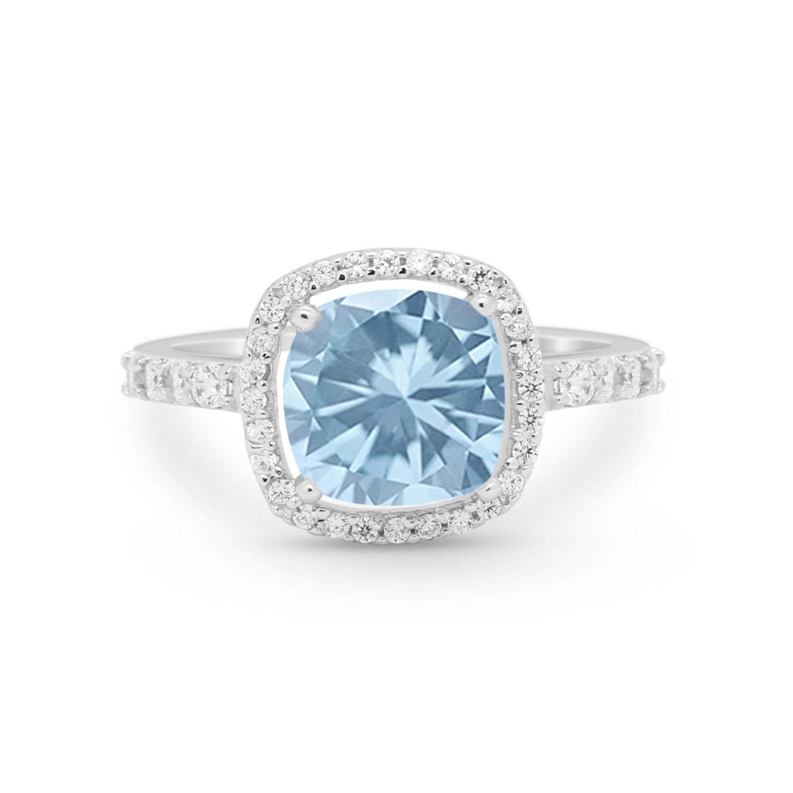 Art Deco Cushion Cut Engagement Ring Simulated Cubic Zirconia 925 Sterling Silver