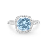 Art Deco Cushion Cut Engagement Ring Simulated Cubic Zirconia 925 Sterling Silver