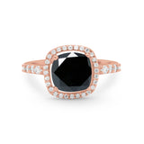 Art Deco Cushion Cut Engagement Ring Simulated Cubic Zirconia 925 Sterling Silver