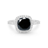 Art Deco Cushion Cut Engagement Ring Simulated Cubic Zirconia 925 Sterling Silver