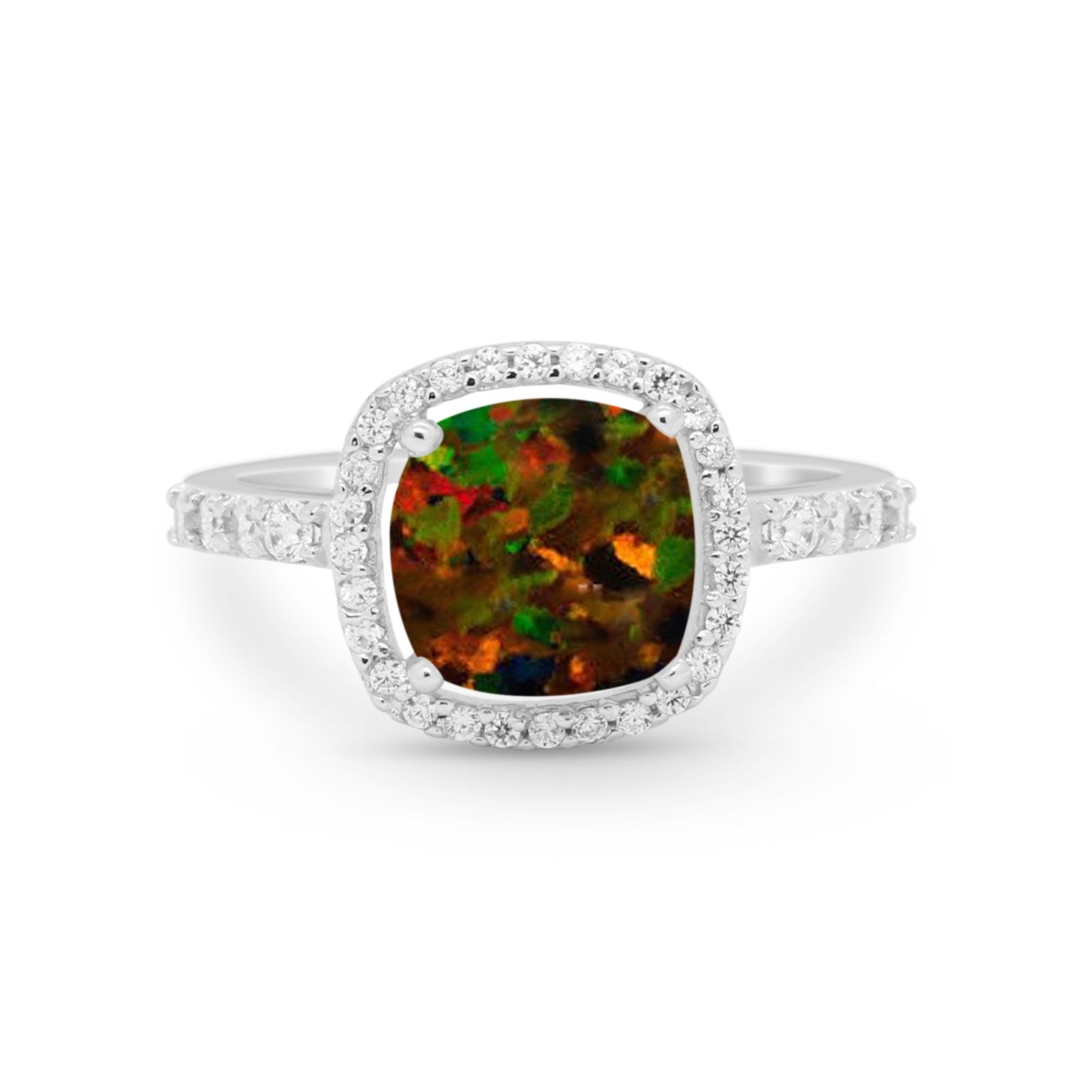 Art Deco Cushion Cut Engagement Ring Simulated Cubic Zirconia 925 Sterling Silver