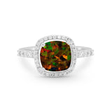Art Deco Cushion Cut Engagement Ring Simulated Cubic Zirconia 925 Sterling Silver
