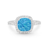 Art Deco Cushion Cut Engagement Ring Simulated Cubic Zirconia 925 Sterling Silver