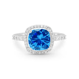 Art Deco Cushion Cut Engagement Ring Simulated Cubic Zirconia 925 Sterling Silver