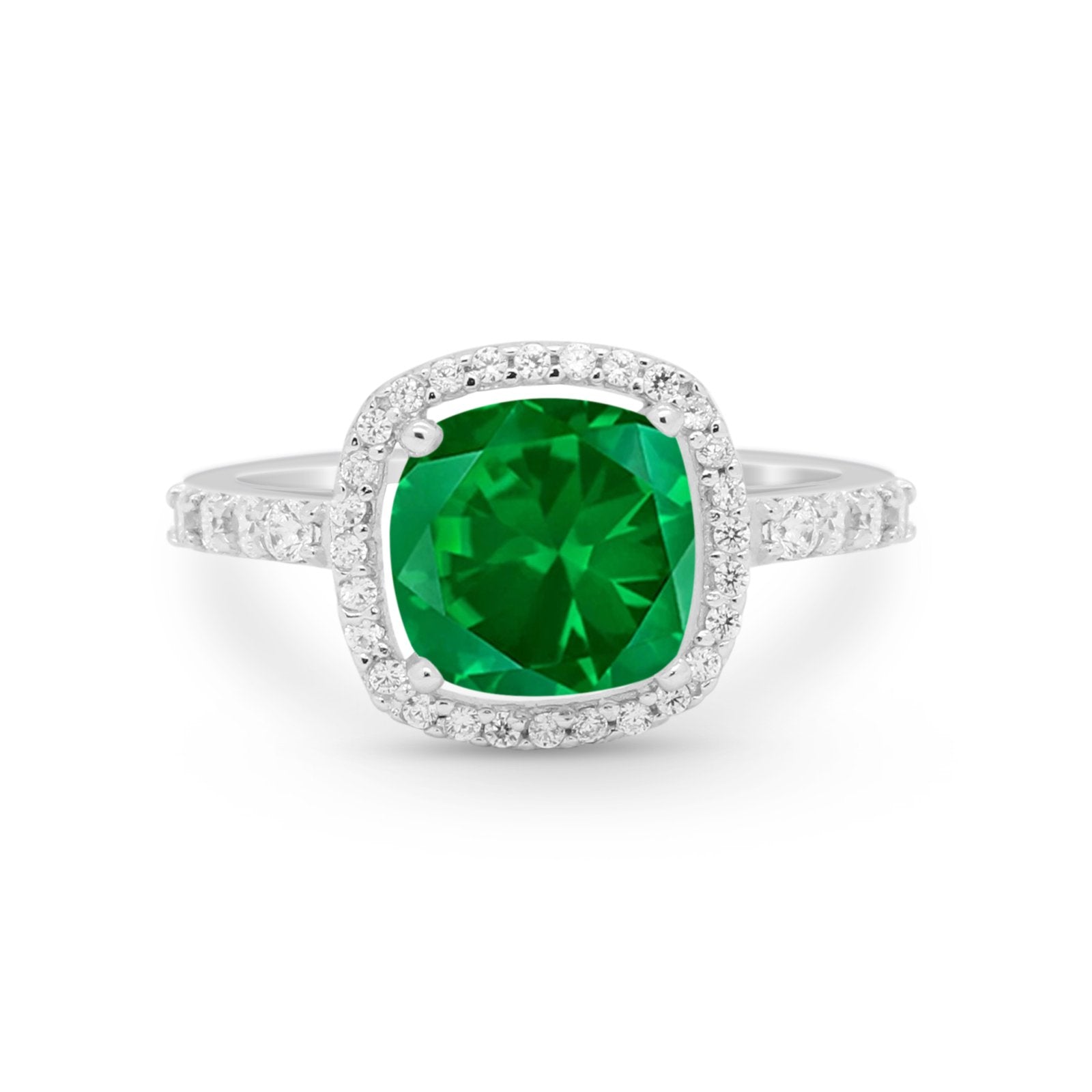 Art Deco Cushion Cut Engagement Ring Simulated Cubic Zirconia 925 Sterling Silver