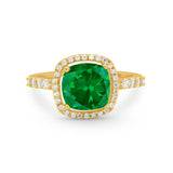 Art Deco Cushion Cut Engagement Ring Simulated Cubic Zirconia 925 Sterling Silver