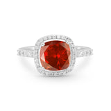 Art Deco Cushion Cut Engagement Ring Simulated Cubic Zirconia 925 Sterling Silver