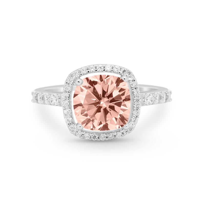 Art Deco Cushion Cut Engagement Ring Simulated Cubic Zirconia 925 Sterling Silver