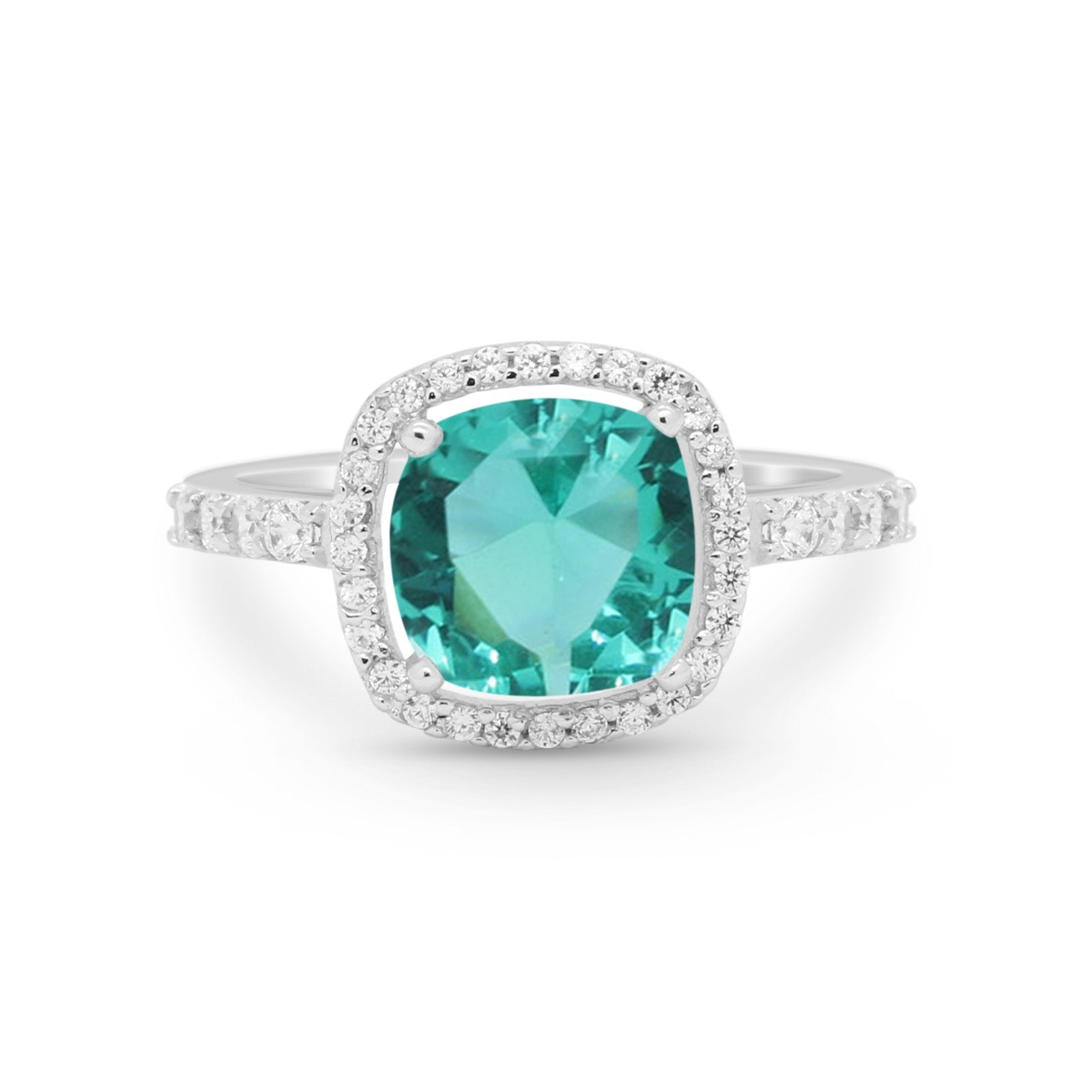 Art Deco Cushion Cut Engagement Ring Simulated Cubic Zirconia 925 Sterling Silver