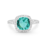 Art Deco Cushion Cut Engagement Ring Simulated Cubic Zirconia 925 Sterling Silver