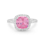 Art Deco Cushion Cut Engagement Ring Simulated Cubic Zirconia 925 Sterling Silver