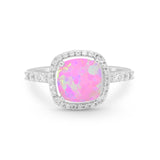 Art Deco Cushion Cut Engagement Ring Simulated Cubic Zirconia 925 Sterling Silver