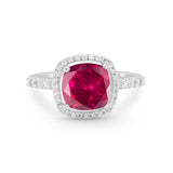 Art Deco Cushion Cut Engagement Ring Simulated Cubic Zirconia 925 Sterling Silver