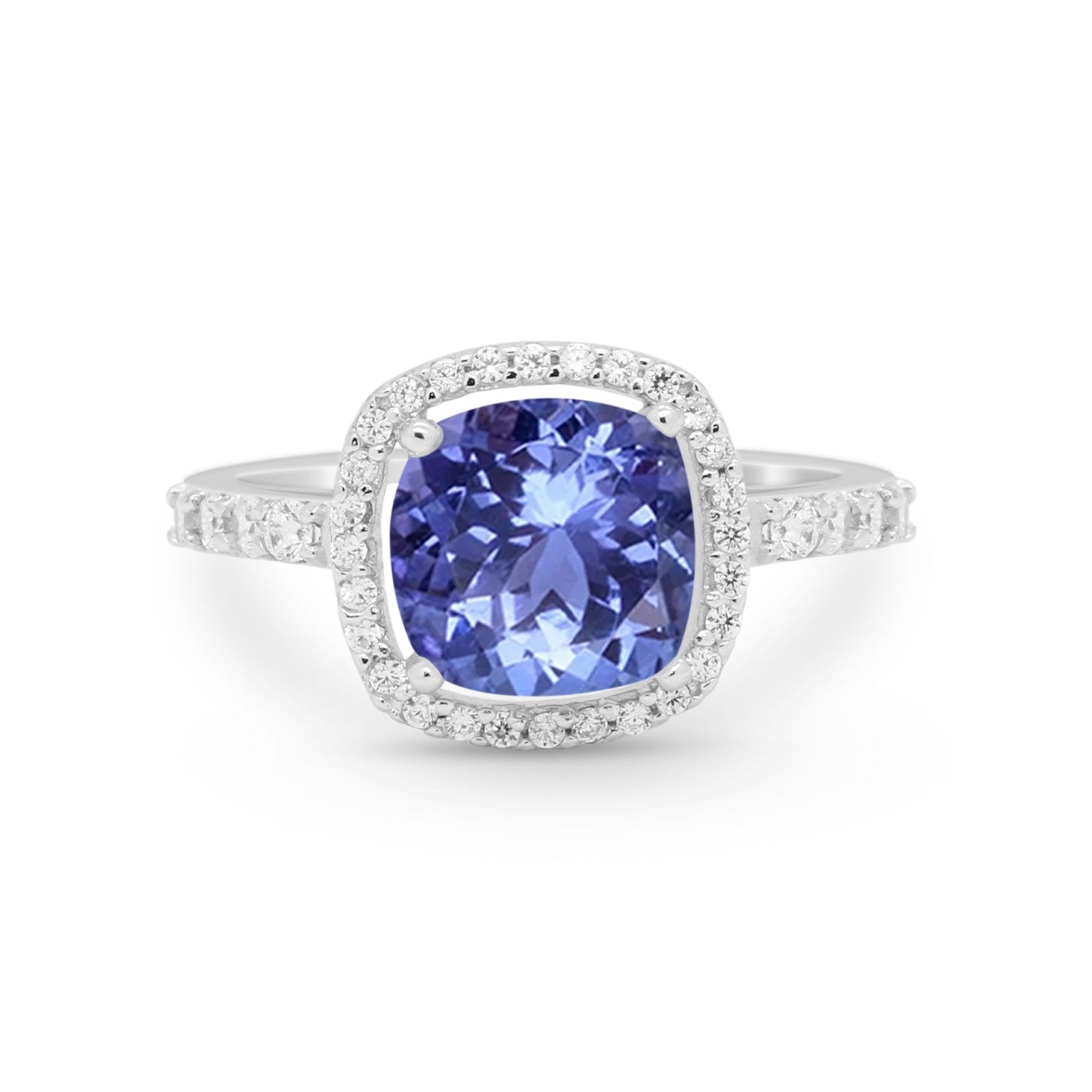 Art Deco Cushion Cut Engagement Ring Simulated Cubic Zirconia 925 Sterling Silver