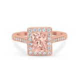 Vintage Style Emerald Cut Engagement Ring 925 Sterling Silver Simulated Cubic Zirconia