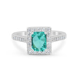Vintage Style Emerald Cut Engagement Ring 925 Sterling Silver Simulated Cubic Zirconia