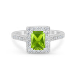 Vintage Style Emerald Cut Engagement Ring 925 Sterling Silver Simulated Cubic Zirconia