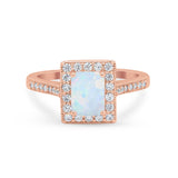 Vintage Style Emerald Cut Engagement Ring 925 Sterling Silver Simulated Cubic Zirconia