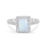 Vintage Style Emerald Cut Engagement Ring 925 Sterling Silver Simulated Cubic Zirconia