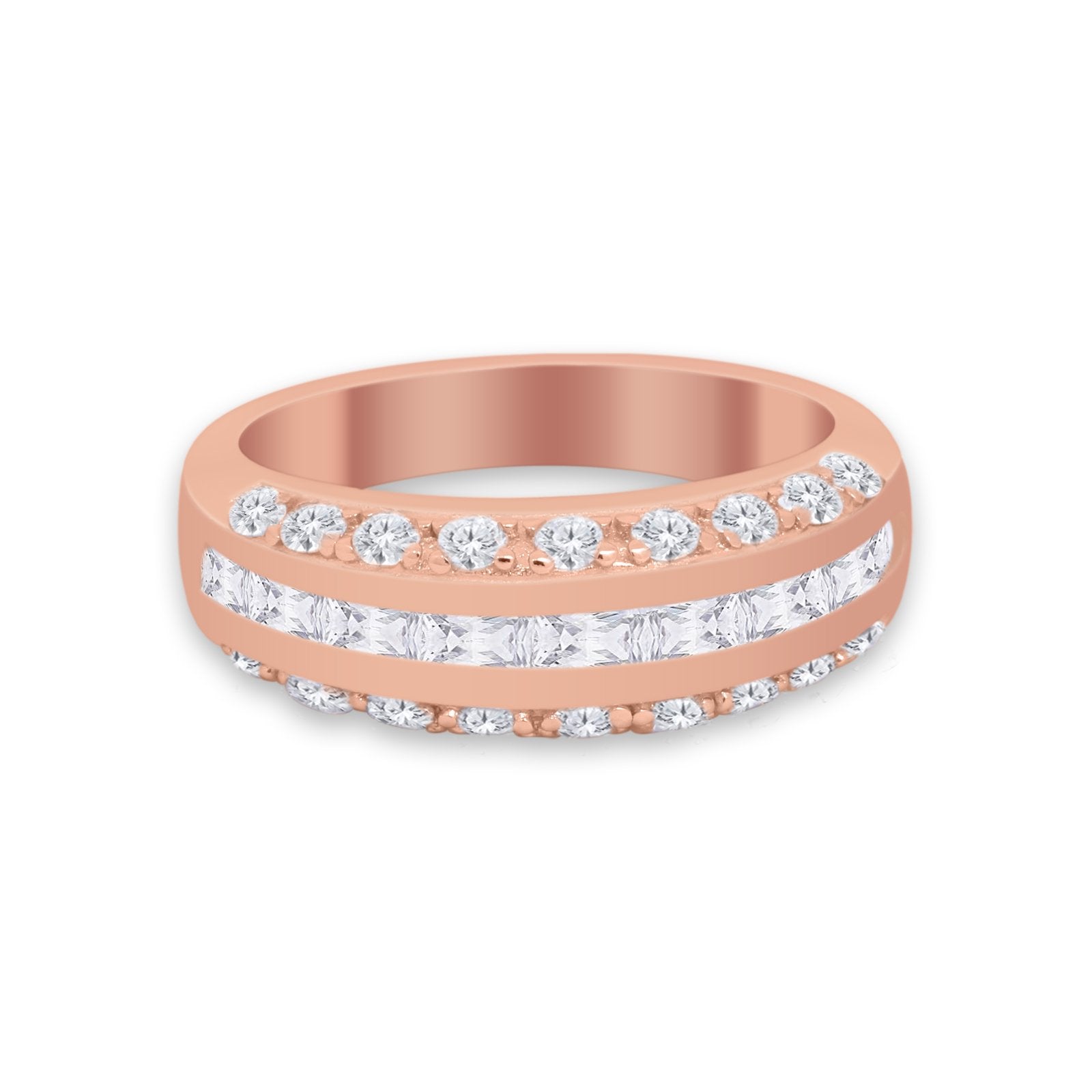 Half Eternity Wedding Band Simulated Cubic Zirconia 925 Sterling Silver