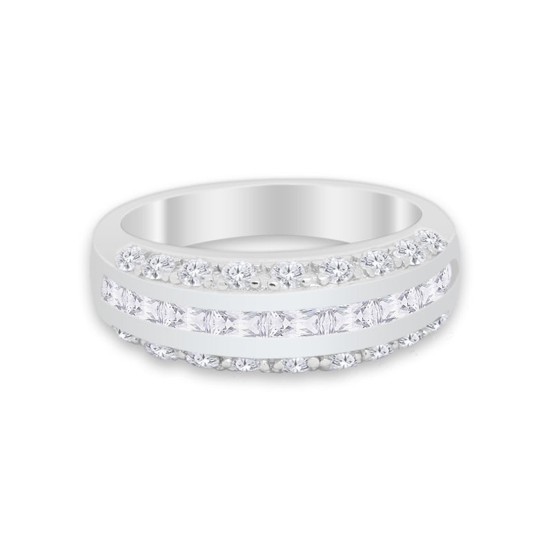 Half Eternity Wedding Band Simulated Cubic Zirconia 925 Sterling Silver