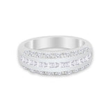 Half Eternity Wedding Band Simulated Cubic Zirconia 925 Sterling Silver