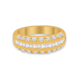Half Eternity Wedding Band Simulated Cubic Zirconia 925 Sterling Silver