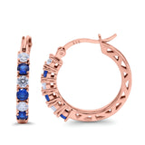 Half Eternity Huggie Hoop Earrings Round Simulated Cubic Zirconia 925 Sterling Silver (21mm)