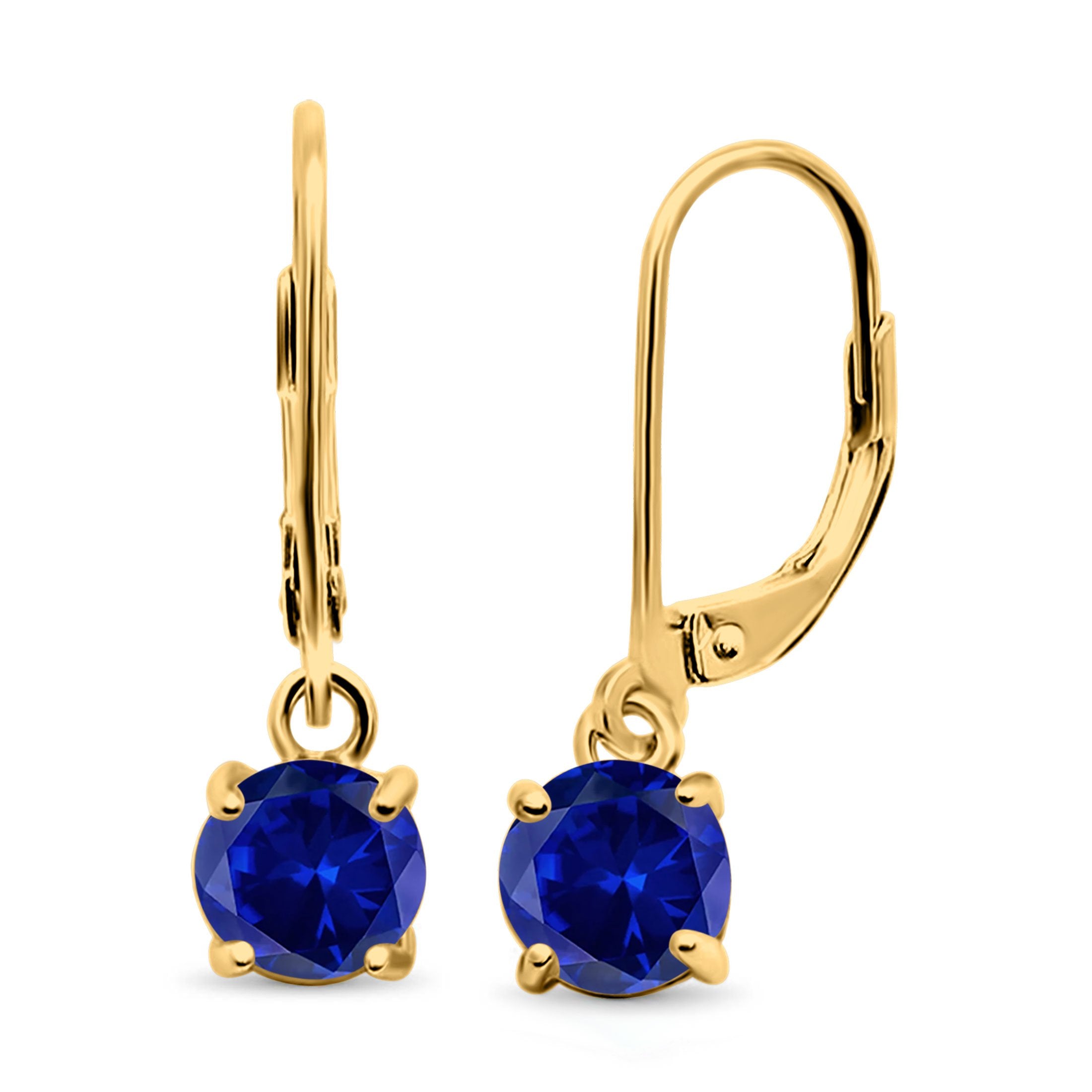 Lever Back Earring Round Simulated Cubic Zirconia 925 Sterling Silver (2mm-10mm)