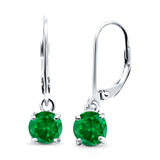 Lever Back Earring Round Simulated Cubic Zirconia 925 Sterling Silver (2mm-10mm)