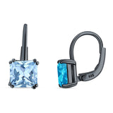 Cushion Leverback Earrings Cubic Zirconia 925 Sterling Silver