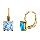 Cushion Leverback Earrings Cubic Zirconia 925 Sterling Silver