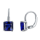Cushion Leverback Earrings Cubic Zirconia 925 Sterling Silver