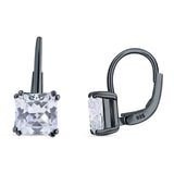 Cushion Leverback Earrings Cubic Zirconia 925 Sterling Silver