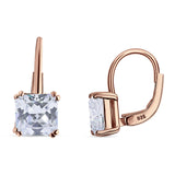Cushion Leverback Earrings Cubic Zirconia 925 Sterling Silver