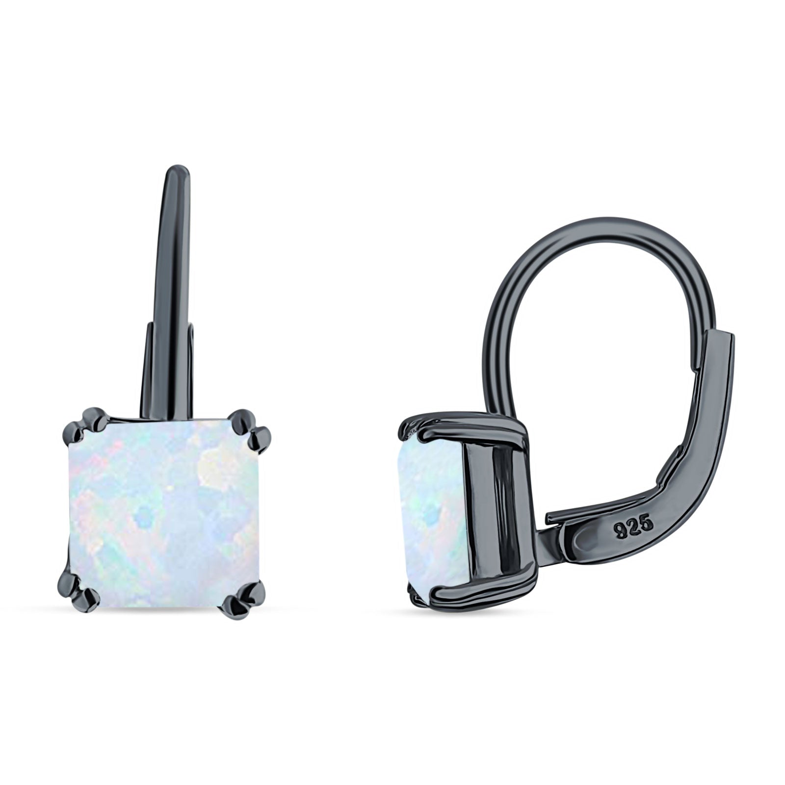 Cushion Leverback Earrings Cubic Zirconia 925 Sterling Silver