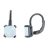 Cushion Leverback Earrings Cubic Zirconia 925 Sterling Silver